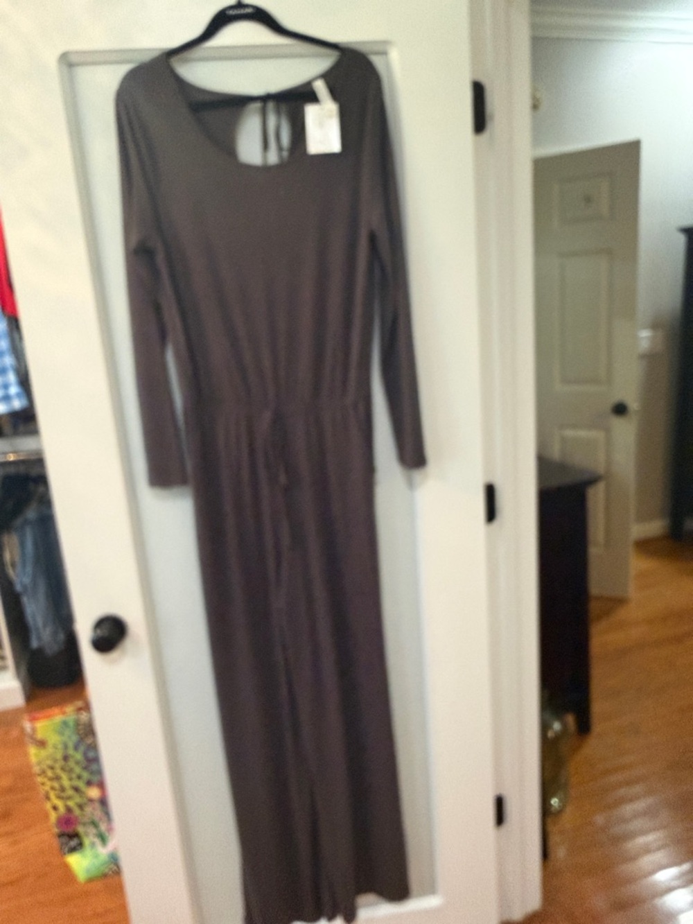 Zenana Premium Long Sleeve Jumpsuit in Dark Gray.  NWT!